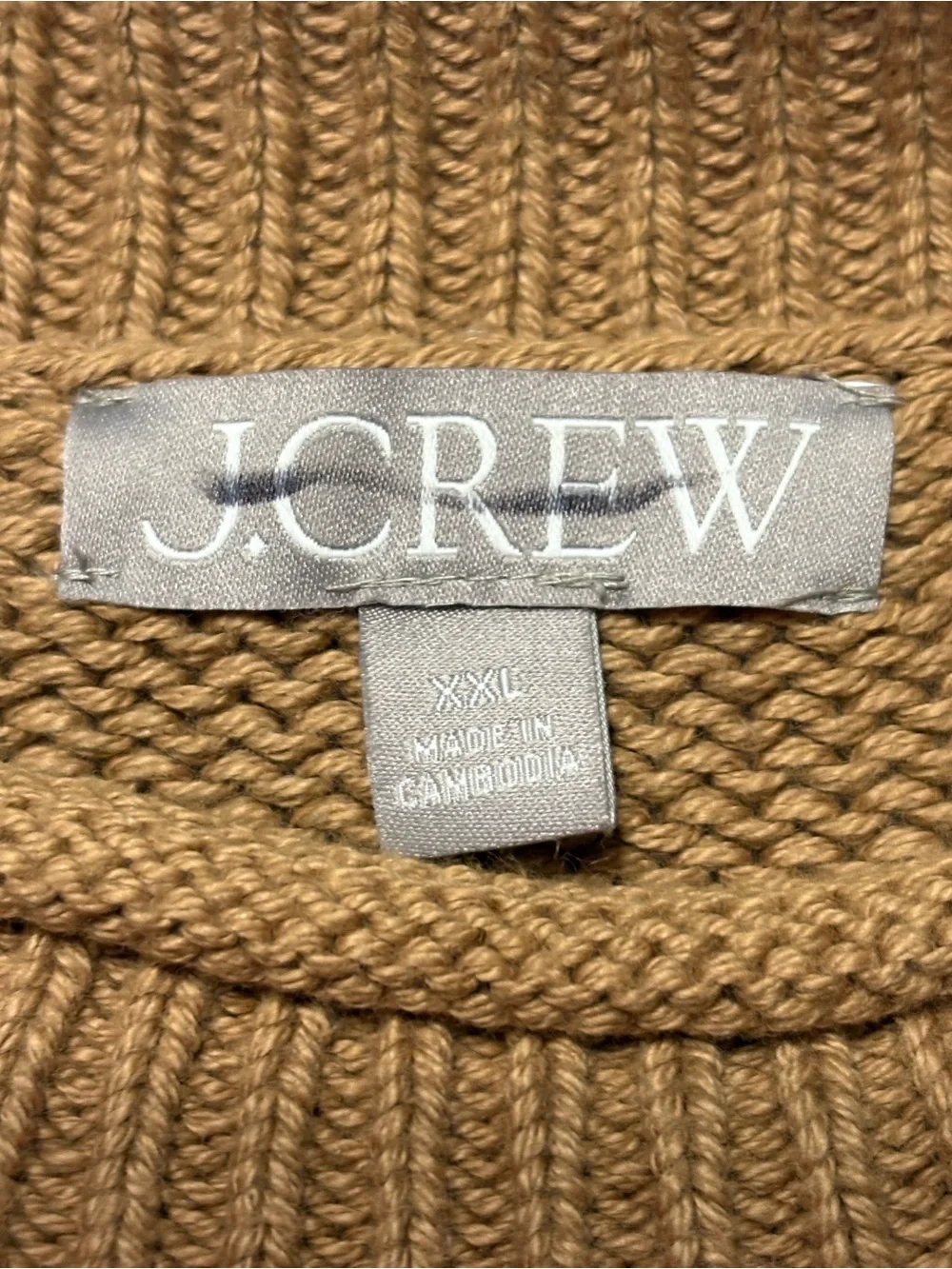 J. Crew Rollneck Sweater Stripe XXL Tan White Relaxed Fit Cotton Preppy Summer